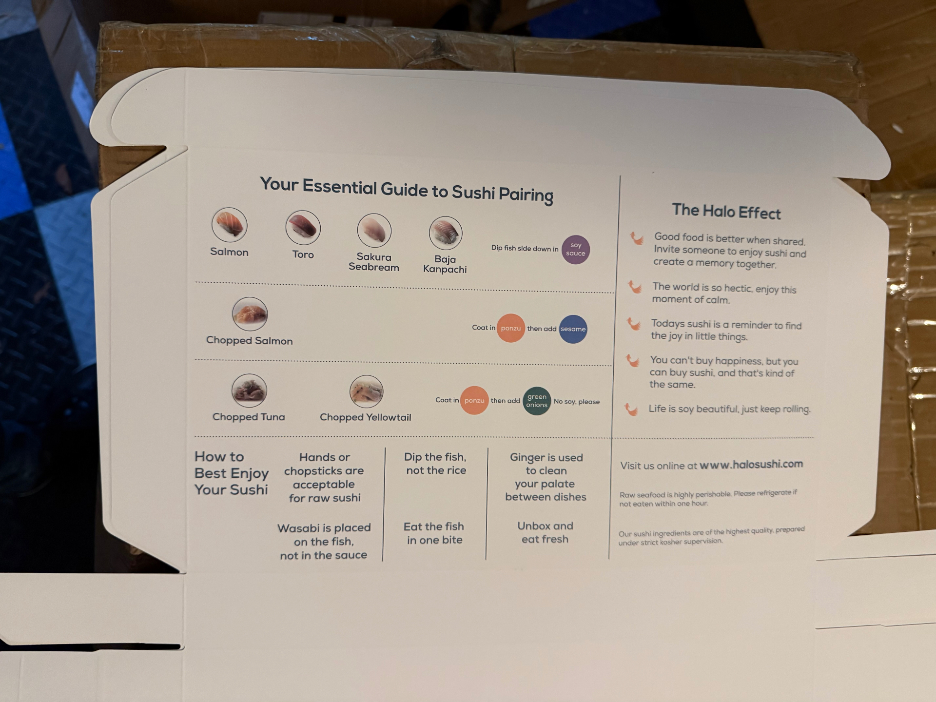 Halo pairing guide printed inside the actual box